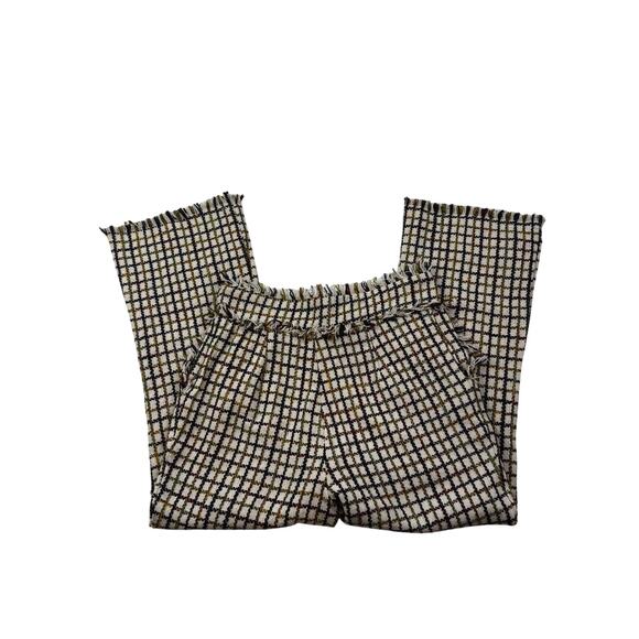 Lucca Tweed Fringe Plaid Classy Preppy Kick Flare Pants Women's Size XS - Picture 4 of 10